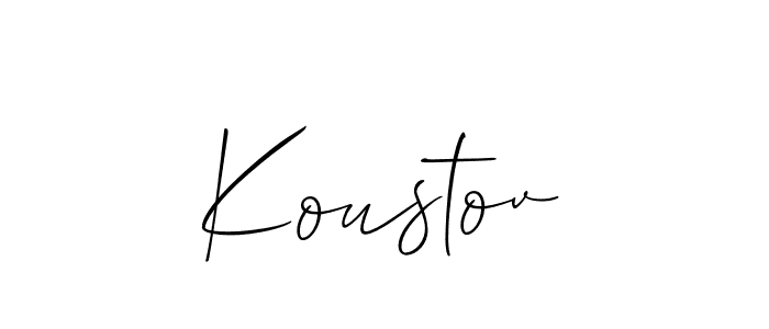 Use a signature maker to create a handwritten signature online. With this signature software, you can design (Allison_Script) your own signature for name Koustov. Koustov signature style 2 images and pictures png