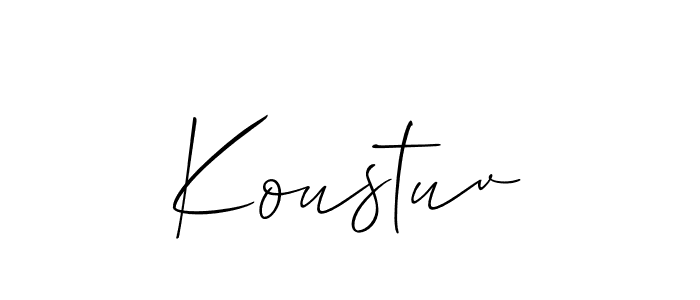 Use a signature maker to create a handwritten signature online. With this signature software, you can design (Allison_Script) your own signature for name Koustuv. Koustuv signature style 2 images and pictures png