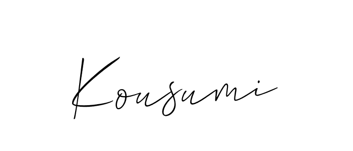 Make a beautiful signature design for name Kousumi. With this signature (Allison_Script) style, you can create a handwritten signature for free. Kousumi signature style 2 images and pictures png