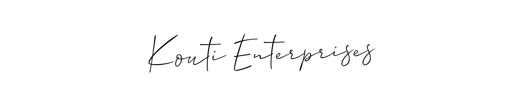 Make a short Kouti Enterprises signature style. Manage your documents anywhere anytime using Allison_Script. Create and add eSignatures, submit forms, share and send files easily. Kouti Enterprises signature style 2 images and pictures png
