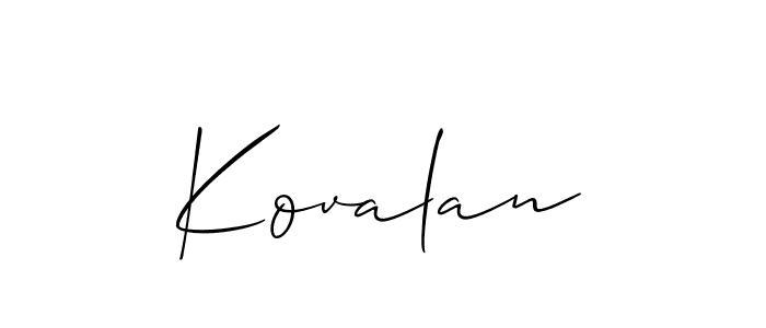 Make a beautiful signature design for name Kovalan. With this signature (Allison_Script) style, you can create a handwritten signature for free. Kovalan signature style 2 images and pictures png