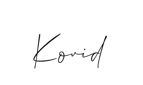 The best way (Allison_Script) to make a short signature is to pick only two or three words in your name. The name Kovid include a total of six letters. For converting this name. Kovid signature style 2 images and pictures png