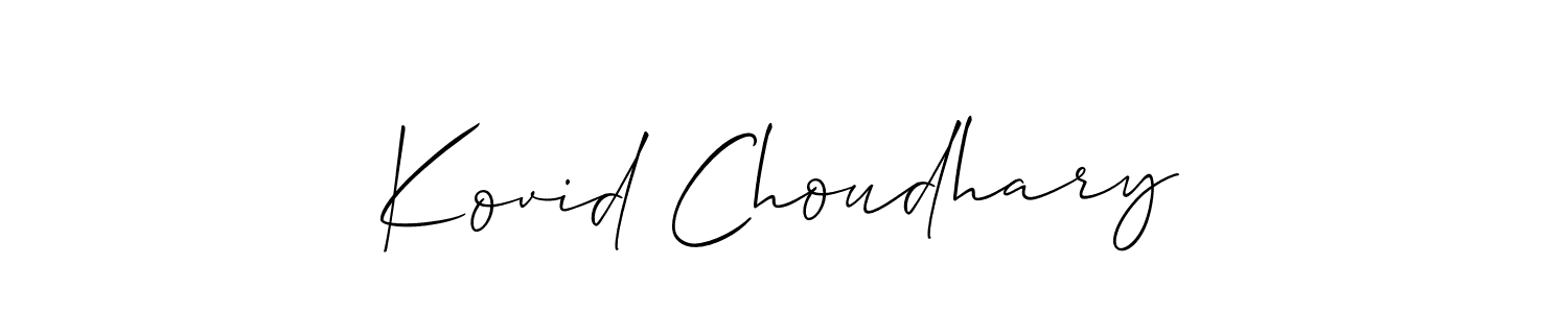 This is the best signature style for the Kovid Choudhary name. Also you like these signature font (Allison_Script). Mix name signature. Kovid Choudhary signature style 2 images and pictures png