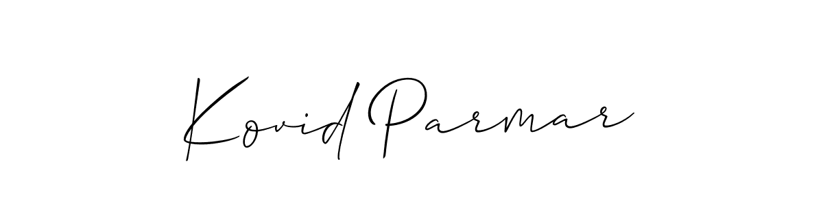 The best way (Allison_Script) to make a short signature is to pick only two or three words in your name. The name Kovid Parmar include a total of six letters. For converting this name. Kovid Parmar signature style 2 images and pictures png