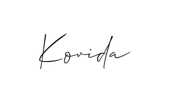 The best way (Allison_Script) to make a short signature is to pick only two or three words in your name. The name Kovida include a total of six letters. For converting this name. Kovida signature style 2 images and pictures png