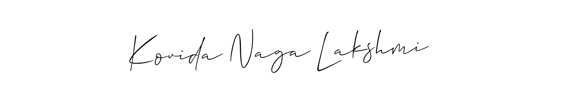 if you are searching for the best signature style for your name Kovida Naga Lakshmi. so please give up your signature search. here we have designed multiple signature styles  using Allison_Script. Kovida Naga Lakshmi signature style 2 images and pictures png