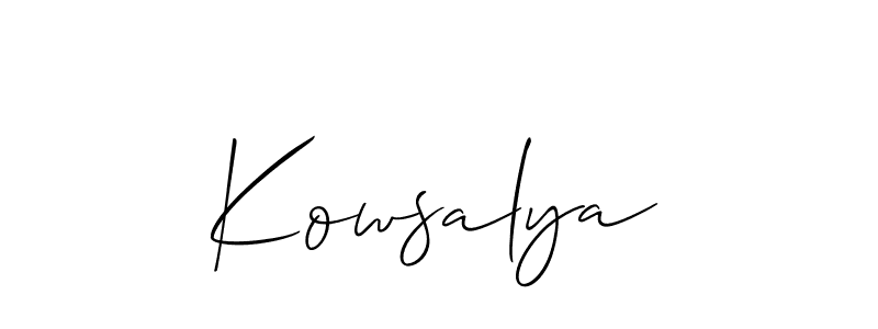 if you are searching for the best signature style for your name Kowsalya. so please give up your signature search. here we have designed multiple signature styles  using Allison_Script. Kowsalya signature style 2 images and pictures png