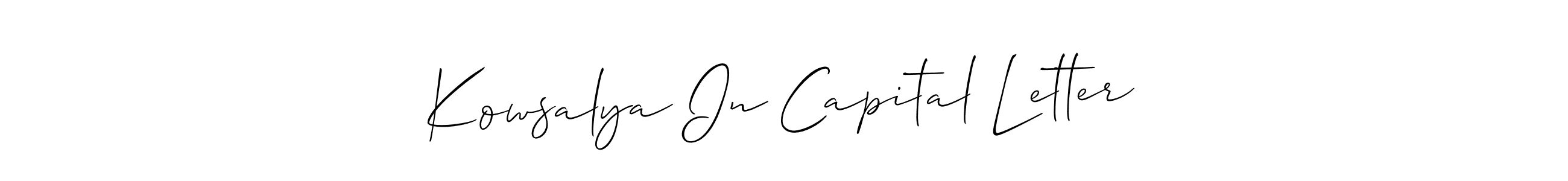 Kowsalya In Capital Letter stylish signature style. Best Handwritten Sign (Allison_Script) for my name. Handwritten Signature Collection Ideas for my name Kowsalya In Capital Letter. Kowsalya In Capital Letter signature style 2 images and pictures png