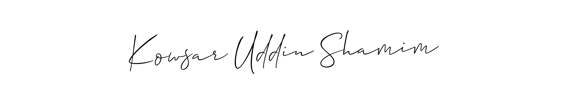 You should practise on your own different ways (Allison_Script) to write your name (Kowsar Uddin Shamim) in signature. don't let someone else do it for you. Kowsar Uddin Shamim signature style 2 images and pictures png