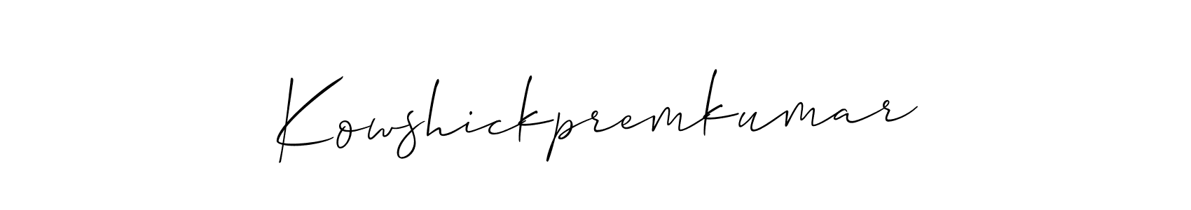 Use a signature maker to create a handwritten signature online. With this signature software, you can design (Allison_Script) your own signature for name Kowshickpremkumar. Kowshickpremkumar signature style 2 images and pictures png
