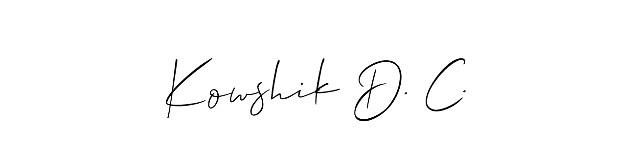 Check out images of Autograph of Kowshik D. C. name. Actor Kowshik D. C. Signature Style. Allison_Script is a professional sign style online. Kowshik D. C. signature style 2 images and pictures png