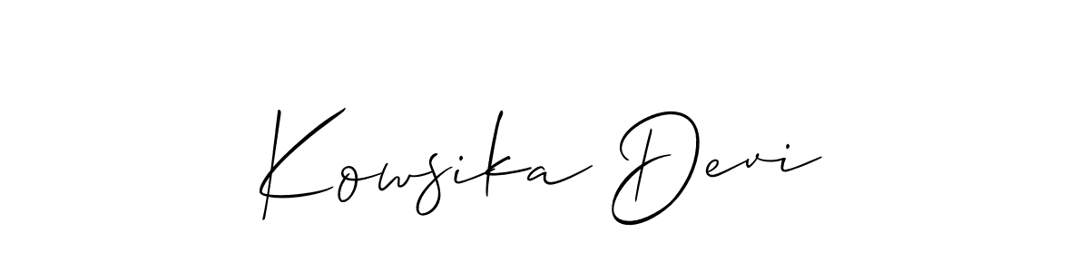 This is the best signature style for the Kowsika Devi name. Also you like these signature font (Allison_Script). Mix name signature. Kowsika Devi signature style 2 images and pictures png