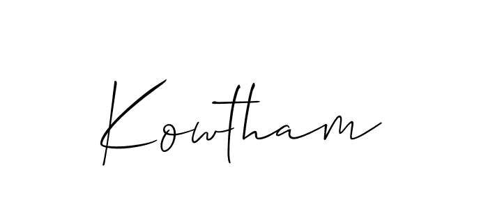 Use a signature maker to create a handwritten signature online. With this signature software, you can design (Allison_Script) your own signature for name Kowtham. Kowtham signature style 2 images and pictures png