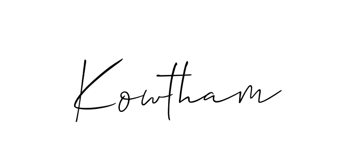 Allison_Script is a professional signature style that is perfect for those who want to add a touch of class to their signature. It is also a great choice for those who want to make their signature more unique. Get Kowtham name to fancy signature for free. Kowtham signature style 2 images and pictures png