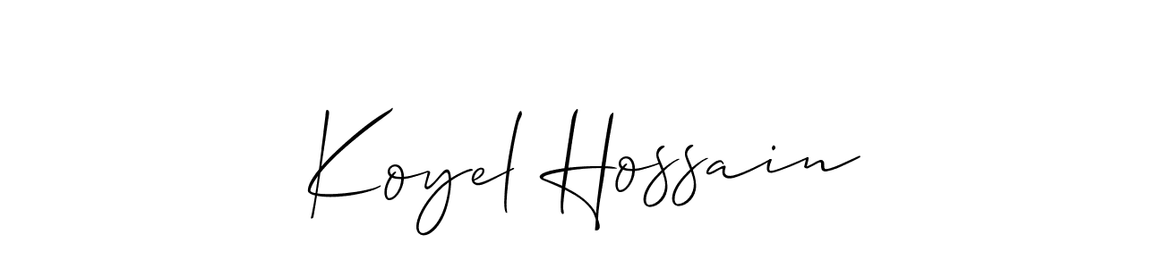 It looks lik you need a new signature style for name Koyel Hossain. Design unique handwritten (Allison_Script) signature with our free signature maker in just a few clicks. Koyel Hossain signature style 2 images and pictures png