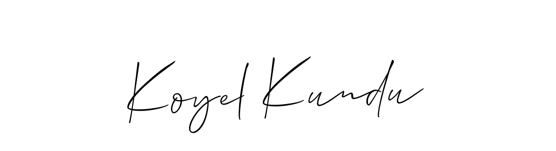 Create a beautiful signature design for name Koyel Kundu. With this signature (Allison_Script) fonts, you can make a handwritten signature for free. Koyel Kundu signature style 2 images and pictures png