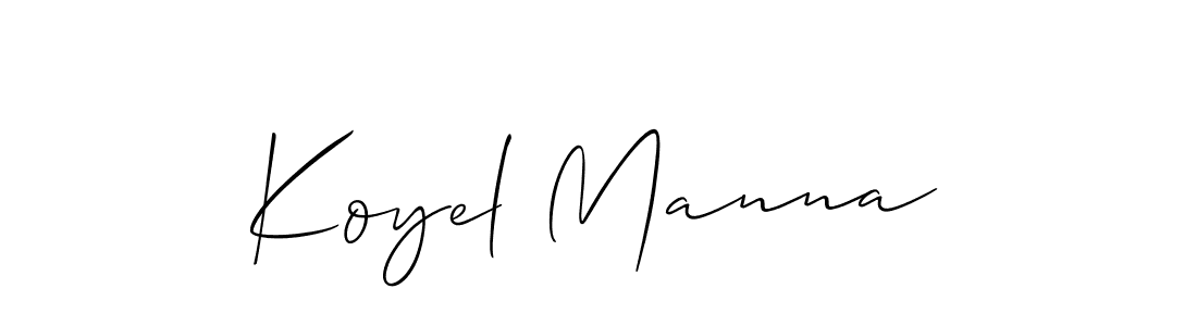 The best way (Allison_Script) to make a short signature is to pick only two or three words in your name. The name Koyel Manna include a total of six letters. For converting this name. Koyel Manna signature style 2 images and pictures png