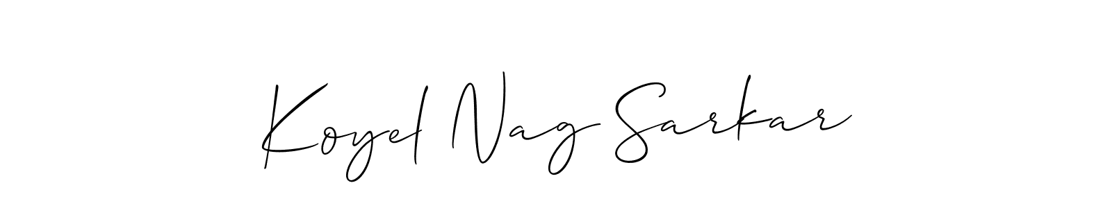You should practise on your own different ways (Allison_Script) to write your name (Koyel Nag Sarkar) in signature. don't let someone else do it for you. Koyel Nag Sarkar signature style 2 images and pictures png