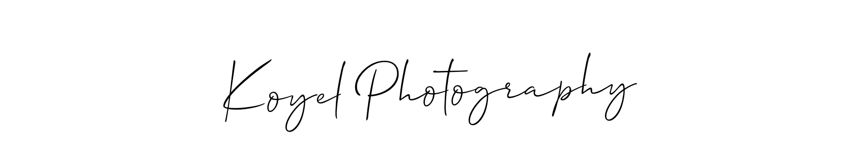 Koyel Photography stylish signature style. Best Handwritten Sign (Allison_Script) for my name. Handwritten Signature Collection Ideas for my name Koyel Photography. Koyel Photography signature style 2 images and pictures png