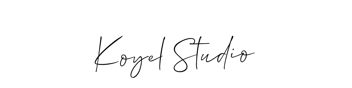 The best way (Allison_Script) to make a short signature is to pick only two or three words in your name. The name Koyel Studio include a total of six letters. For converting this name. Koyel Studio signature style 2 images and pictures png