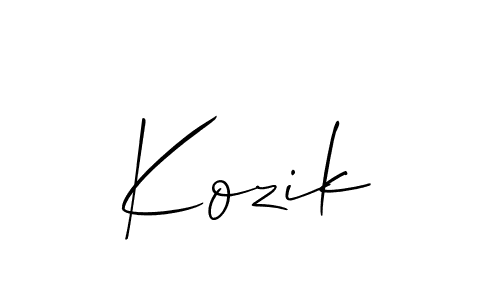 Use a signature maker to create a handwritten signature online. With this signature software, you can design (Allison_Script) your own signature for name Kozik. Kozik signature style 2 images and pictures png