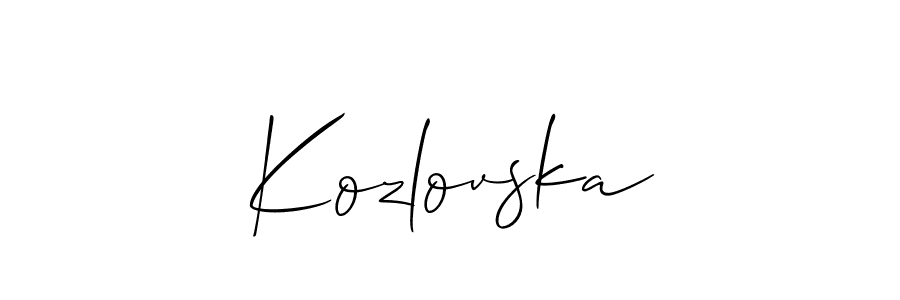 Create a beautiful signature design for name Kozlovska. With this signature (Allison_Script) fonts, you can make a handwritten signature for free. Kozlovska signature style 2 images and pictures png