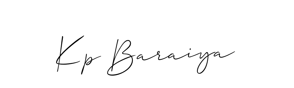 Create a beautiful signature design for name Kp Baraiya. With this signature (Allison_Script) fonts, you can make a handwritten signature for free. Kp Baraiya signature style 2 images and pictures png