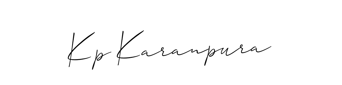 Create a beautiful signature design for name Kp Karanpura. With this signature (Allison_Script) fonts, you can make a handwritten signature for free. Kp Karanpura signature style 2 images and pictures png