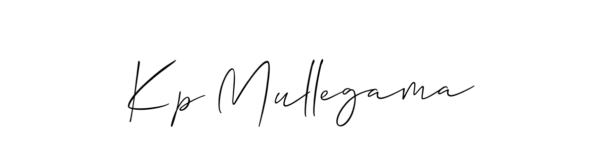 Make a beautiful signature design for name Kp Mullegama. With this signature (Allison_Script) style, you can create a handwritten signature for free. Kp Mullegama signature style 2 images and pictures png