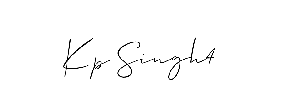 The best way (Allison_Script) to make a short signature is to pick only two or three words in your name. The name Kp Singh4 include a total of six letters. For converting this name. Kp Singh4 signature style 2 images and pictures png