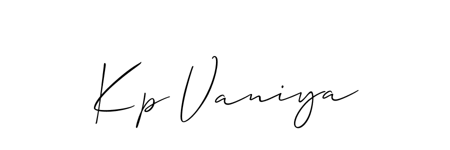 Design your own signature with our free online signature maker. With this signature software, you can create a handwritten (Allison_Script) signature for name Kp Vaniya. Kp Vaniya signature style 2 images and pictures png