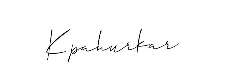 How to make Kpahurkar name signature. Use Allison_Script style for creating short signs online. This is the latest handwritten sign. Kpahurkar signature style 2 images and pictures png