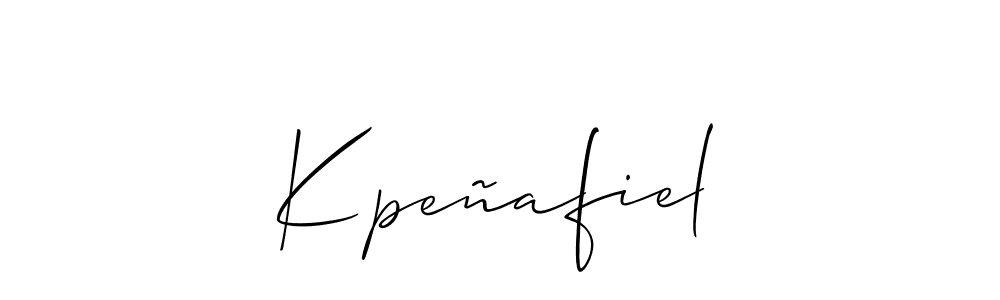 Use a signature maker to create a handwritten signature online. With this signature software, you can design (Allison_Script) your own signature for name Kpeñafiel. Kpeñafiel signature style 2 images and pictures png