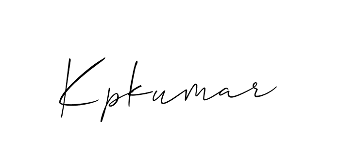 It looks lik you need a new signature style for name Kpkumar. Design unique handwritten (Allison_Script) signature with our free signature maker in just a few clicks. Kpkumar signature style 2 images and pictures png