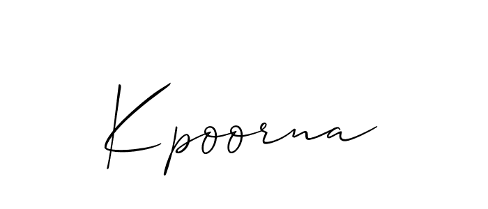 Design your own signature with our free online signature maker. With this signature software, you can create a handwritten (Allison_Script) signature for name Kpoorna. Kpoorna signature style 2 images and pictures png