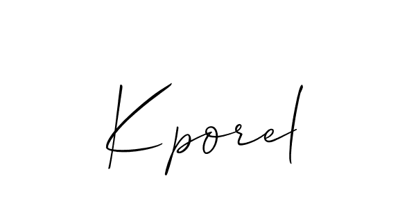 if you are searching for the best signature style for your name Kporel. so please give up your signature search. here we have designed multiple signature styles  using Allison_Script. Kporel signature style 2 images and pictures png