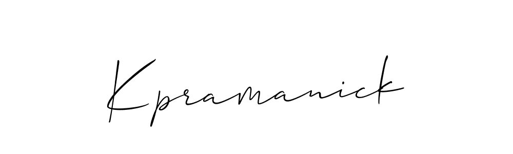 Use a signature maker to create a handwritten signature online. With this signature software, you can design (Allison_Script) your own signature for name Kpramanick. Kpramanick signature style 2 images and pictures png