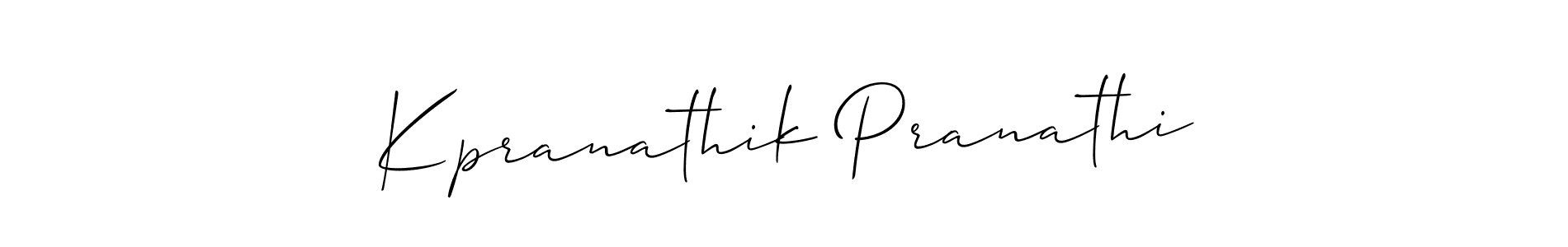 How to make Kpranathik Pranathi signature? Allison_Script is a professional autograph style. Create handwritten signature for Kpranathik Pranathi name. Kpranathik Pranathi signature style 2 images and pictures png