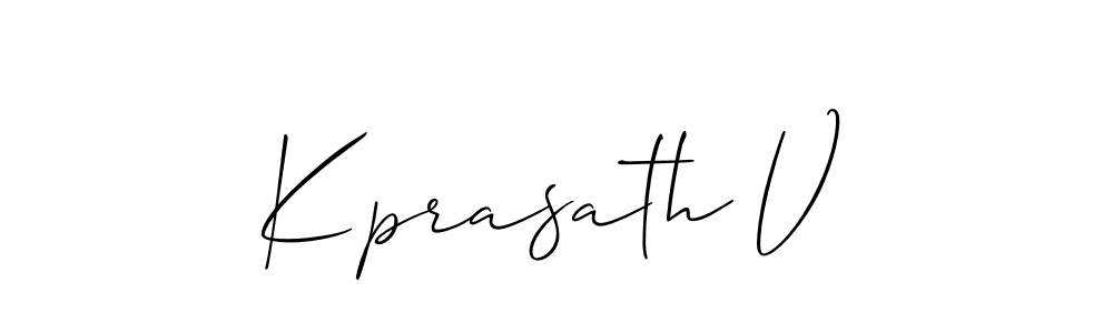 Create a beautiful signature design for name Kprasath V. With this signature (Allison_Script) fonts, you can make a handwritten signature for free. Kprasath V signature style 2 images and pictures png