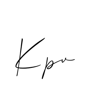 if you are searching for the best signature style for your name Kpv. so please give up your signature search. here we have designed multiple signature styles  using Allison_Script. Kpv signature style 2 images and pictures png