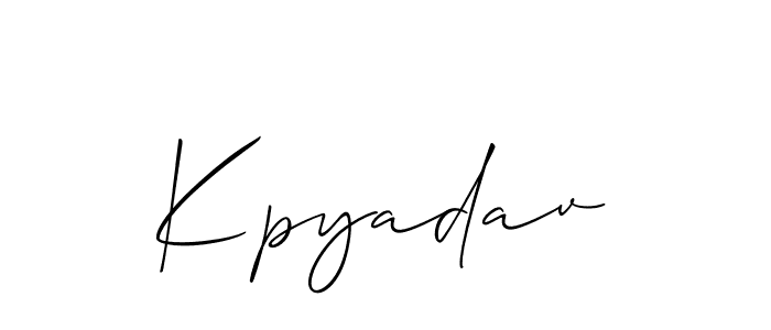 The best way (Allison_Script) to make a short signature is to pick only two or three words in your name. The name Kpyadav include a total of six letters. For converting this name. Kpyadav signature style 2 images and pictures png