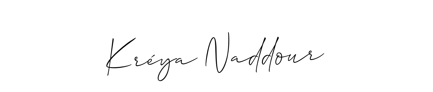The best way (Allison_Script) to make a short signature is to pick only two or three words in your name. The name Kréya Naddour include a total of six letters. For converting this name. Kréya Naddour signature style 2 images and pictures png
