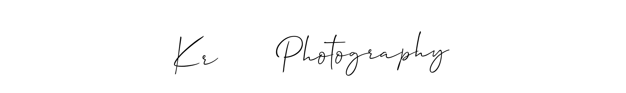 if you are searching for the best signature style for your name Kr       Photography. so please give up your signature search. here we have designed multiple signature styles  using Allison_Script. Kr       Photography signature style 2 images and pictures png