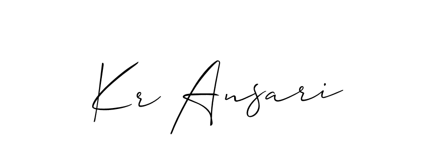 The best way (Allison_Script) to make a short signature is to pick only two or three words in your name. The name Kr Ansari include a total of six letters. For converting this name. Kr Ansari signature style 2 images and pictures png