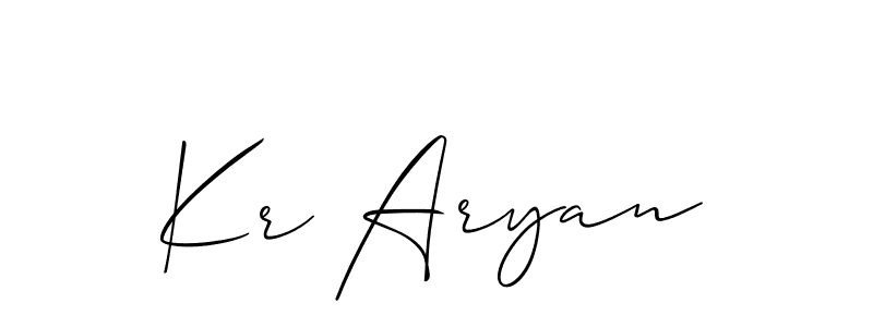 Allison_Script is a professional signature style that is perfect for those who want to add a touch of class to their signature. It is also a great choice for those who want to make their signature more unique. Get Kr Aryan name to fancy signature for free. Kr Aryan signature style 2 images and pictures png