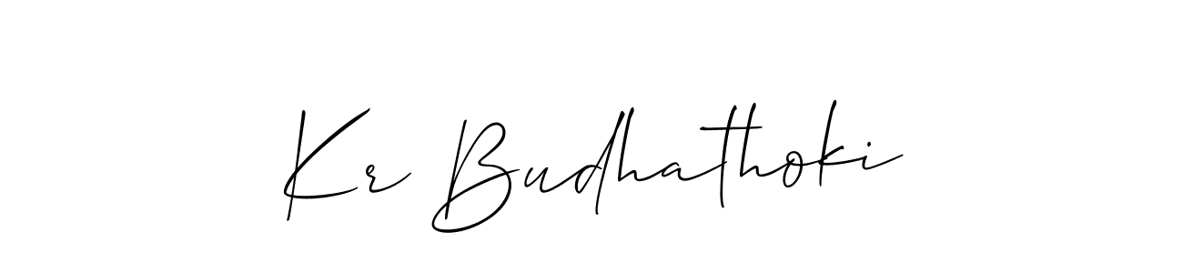 You should practise on your own different ways (Allison_Script) to write your name (Kr Budhathoki) in signature. don't let someone else do it for you. Kr Budhathoki signature style 2 images and pictures png