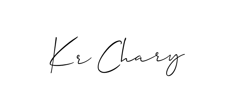 Check out images of Autograph of Kr Chary name. Actor Kr Chary Signature Style. Allison_Script is a professional sign style online. Kr Chary signature style 2 images and pictures png