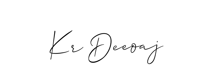 Also You can easily find your signature by using the search form. We will create Kr Deeoaj name handwritten signature images for you free of cost using Allison_Script sign style. Kr Deeoaj signature style 2 images and pictures png