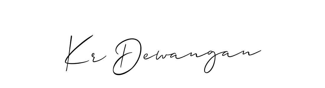 Create a beautiful signature design for name Kr Dewangan. With this signature (Allison_Script) fonts, you can make a handwritten signature for free. Kr Dewangan signature style 2 images and pictures png