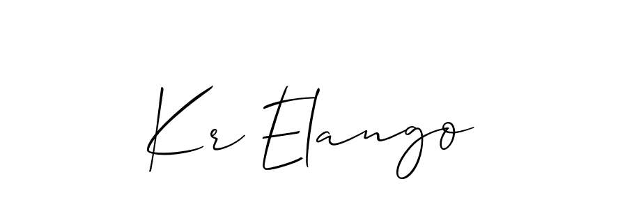 The best way (Allison_Script) to make a short signature is to pick only two or three words in your name. The name Kr Elango include a total of six letters. For converting this name. Kr Elango signature style 2 images and pictures png